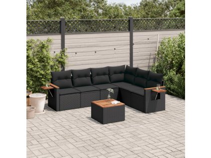 7-dielna záhradná súprava pohoviek s vankúšmi čierna polyratan 3259248