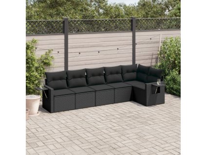 6-dielna záhradná súprava pohoviek s vankúšmi čierna polyratan 3252522