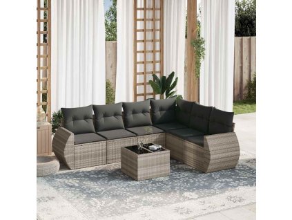 7-dielna záhradná súprava pohoviek s vankúšmi svetlosivá 3253759