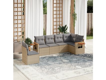 6-dielna záhradná súprava pohoviek s vankúšmi béžová polyratan 3226857