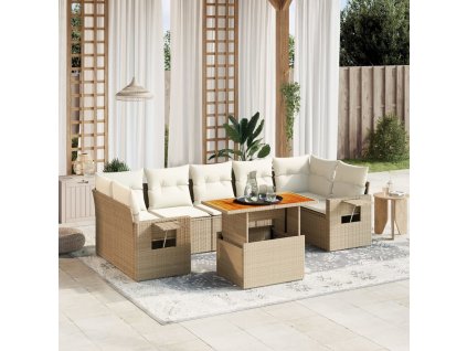 8-dielna záhradná súprava pohoviek s vankúšmi béžová polyratan 3271667