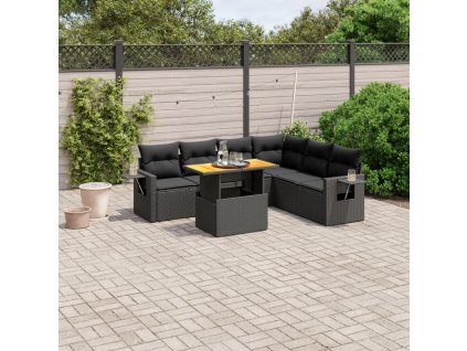 7-dielna záhradná súprava pohoviek s vankúšmi čierna polyratan 3271769