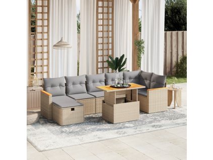 8-dielna záhradná súprava pohoviek s vankúšmi béžová polyratan 3276048