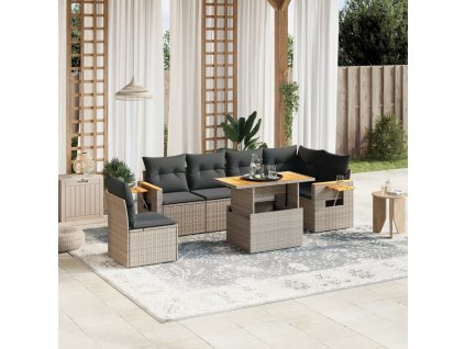 7-dielna záhradná súprava pohoviek s vankúšmi sivá polyratanová 3273545