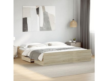 Posteľný rám so zásuvkami dub sonoma 200x200cm kompozitné drevo 3280267