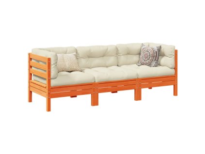 3-dielna záhradná sedacia súprava vankúše voskovohnedá borovica 3299272