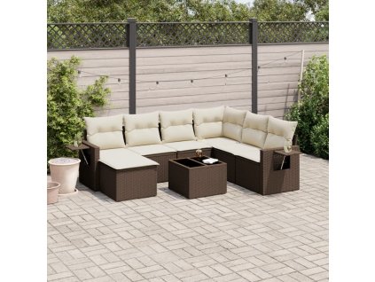 8-dielna záhradná súprava pohoviek s vankúšmi hnedá polyratan 3252850