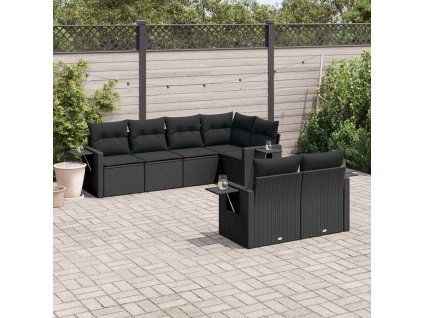 7-dielna záhradná súprava pohoviek s vankúšmi čierna polyratan 3252742