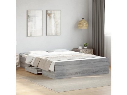 Posteľný rám so zásuvkami sivý sonoma 160x200cm kompozit. drevo 3280284