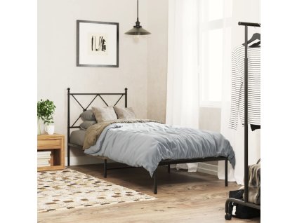 Kovový rám postele s čelom čierny 75x190 cm 376492