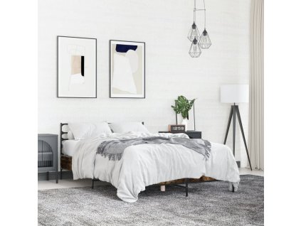 Posteľný rám dymový dub 120x200 cm kompozitné drevo a kov 3280039