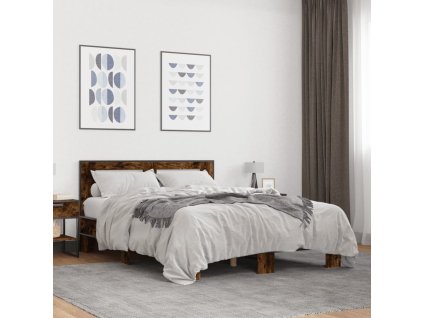 Posteľný rám dymový dub 120x200 cm kompozitné drevo a kov 3280109