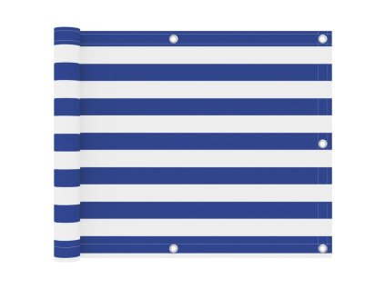 Balkónová markíza, biela a modrá 75x300 cm, oxfordská látka 134912