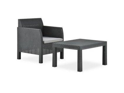 2-dielna záhradná súprava s podložkou, PP ratan, antracitová 315641