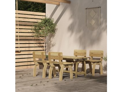 5-dielny záhradný jedálenský set impregnovaná borovica 3096604