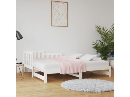 Rozkladacia denná posteľ biela 2x(90x200) cm borovicový masív 820742