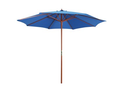 Slnečník s drevenou tyčou 300x258 cm modrý 47125