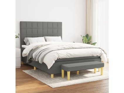 Boxspring posteľ s matracom tmavosivá 140x190 cm látka 3137150