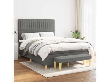 Boxspring posteľ s matracom tmavosivá 140x200 cm látka 3137318