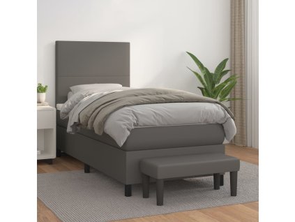 Boxspring posteľ s matracom sivá 90x190 cm umelá koža 3137519