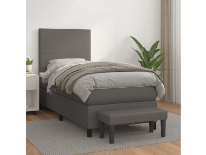 Boxspring posteľ s matracom sivá 100x200 cm umelá koža 3137531