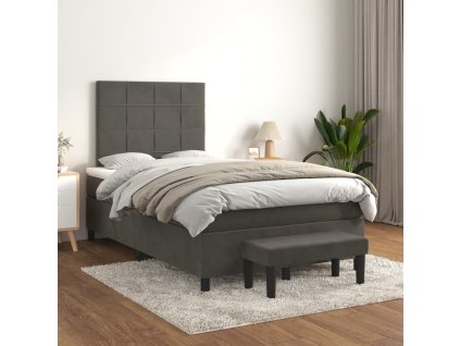 Posteľný rám boxspring s matracom tmavosivý 90x190 cm zamat 3137834