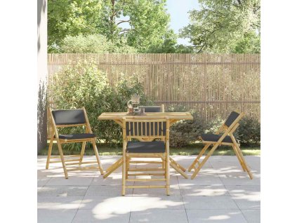 5-dielna skladacia bistro súprava tmavosivé vankúše bambus 3208936