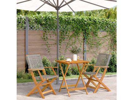 3-dielna bistro súprava sivá polyratan+drevený masív 3281803