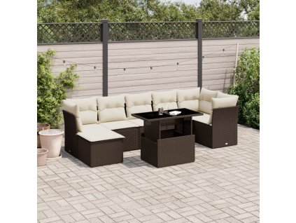 8-dielna záhradná súprava pohoviek s vankúšmi hnedá polyratan 3266753