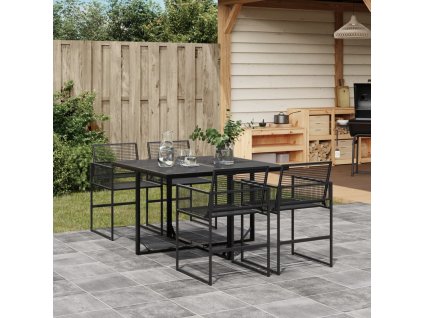 5-dielna záhradná jedálenská súprava čierna polyratan 3295033