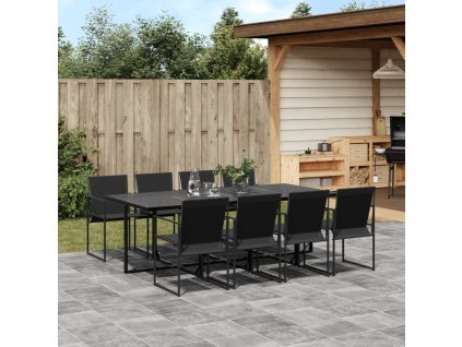 9-dielna záhradná jedálenská súprava čierna textilén 3295120