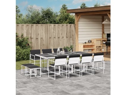 13-dielna záhradná jedálenská súprava s vankúšmi biela textilén 3295115
