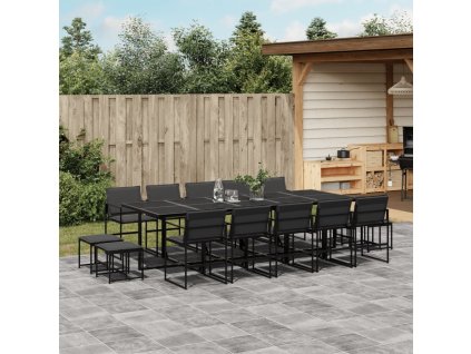 15-dielna záhradná jedálenská súprava a vankúše čierna textilén 3295086