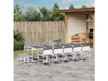 15-dielna záhradná jedálenská súprava s vankúšmi biela textilén 3295101