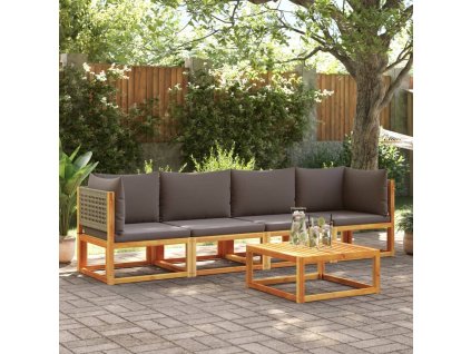 4-dielna záhradná súprava pohoviek s vankúšmi, akácia a ratan 3278901