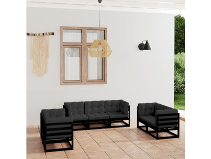 7-dielna záhradná súprava s podložkami, borovicový masív 3076503