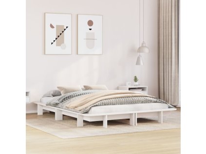 Posteľ bez matraca biely 135x190 cm masívna borovica 850675