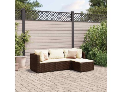 4-dielna záhradná sedacia súprava s vankúšmi hnedá polyratanová 3308049