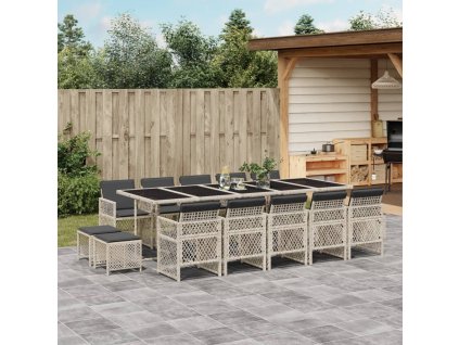 15-dielna záhr.jedálen. súprava s vankúšmi svetlosivá polyratan 3210815