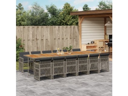 13-dielna záhrad. jedálenská súprava s vankúšmi sivá polyratan 3210770