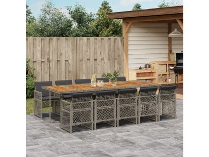 11-dielna záhradná jedálenská súprava s vankúšmi sivá polyratan 3210758