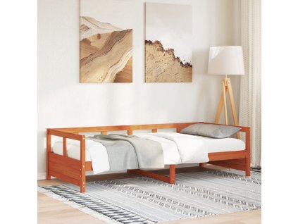 Denná posteľ s matracom voskovo hnedá 80x200cm masívna borovica 854960