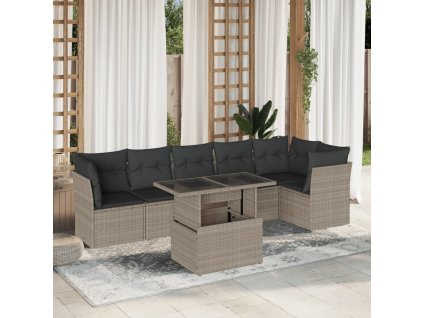 7-dielna záhradná súprava pohoviek s vankúšmi svetlosivá 3266602