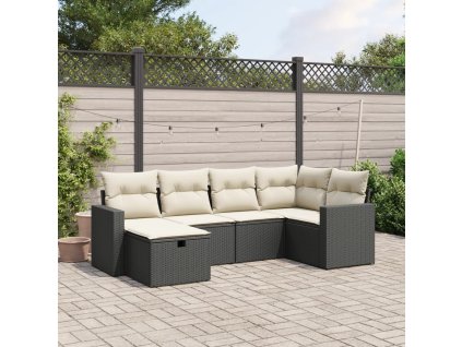 6-dielna záhradná súprava pohoviek s vankúšmi čierna polyratan 3263482