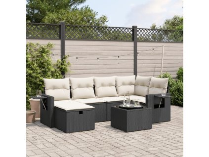 7-dielna záhradná súprava pohoviek s vankúšmi čierna polyratan 3263802