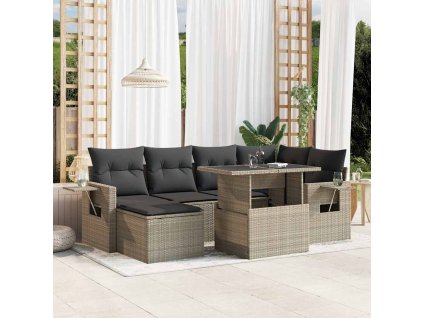 7-dielna záhradná súprava pohoviek s vankúšmi svetlosivá 3268052