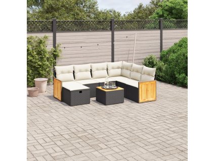 8-dielna záhradná sedacia súprava s podložkami polyratan čierna 3265767