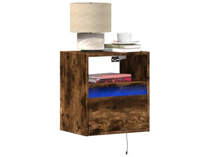 Nástenné nočné skrinky s LED osvetlením 2 ks dymový dub 3307984