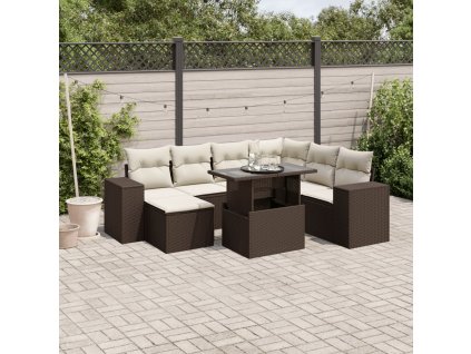 8-dielna záhradná súprava pohoviek s vankúšmi hnedá polyratan 3269333