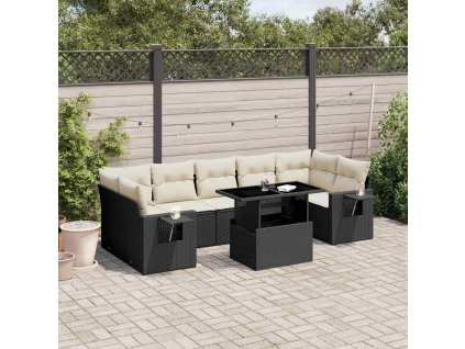 8-dielna záhradná sedacia súprava s podložkami polyratan čierna 3267776